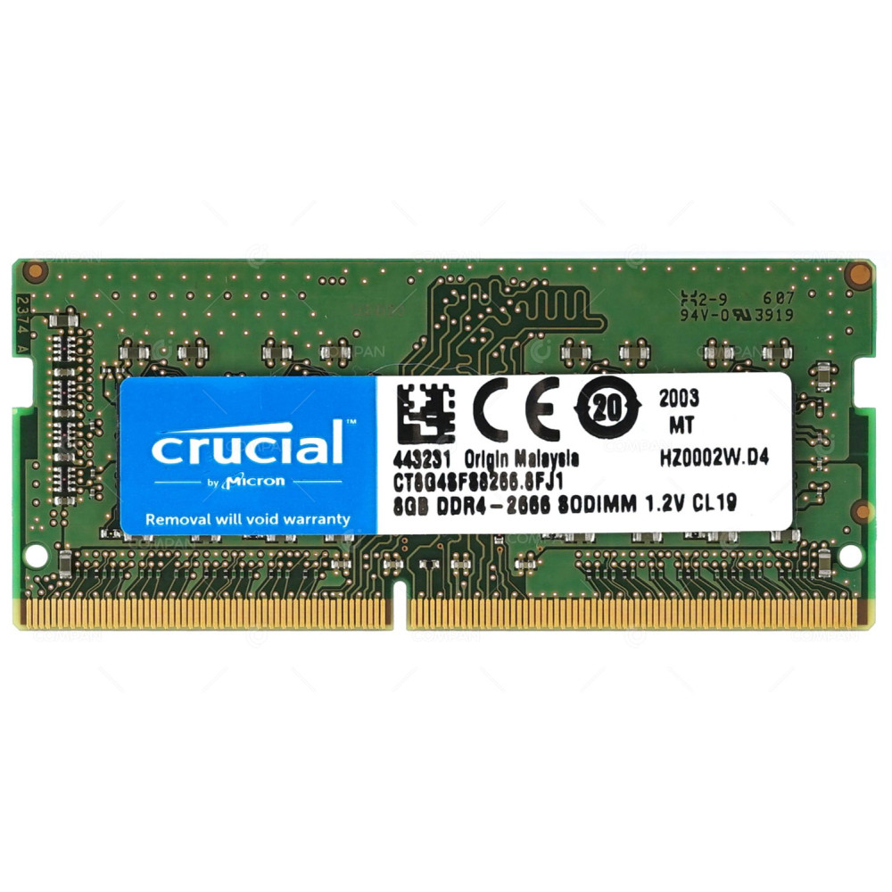 CT8G4SFS8255.8FJ1 CRUCIAL MEMORY 8GB 1RX8 PC4 2666V DDR4 21300V 266 PIN CL19 SODIMM UNBUFFERED NON ECC FOR LAPTOP 443231, MTA8ATF1G64HZ-2G6J1